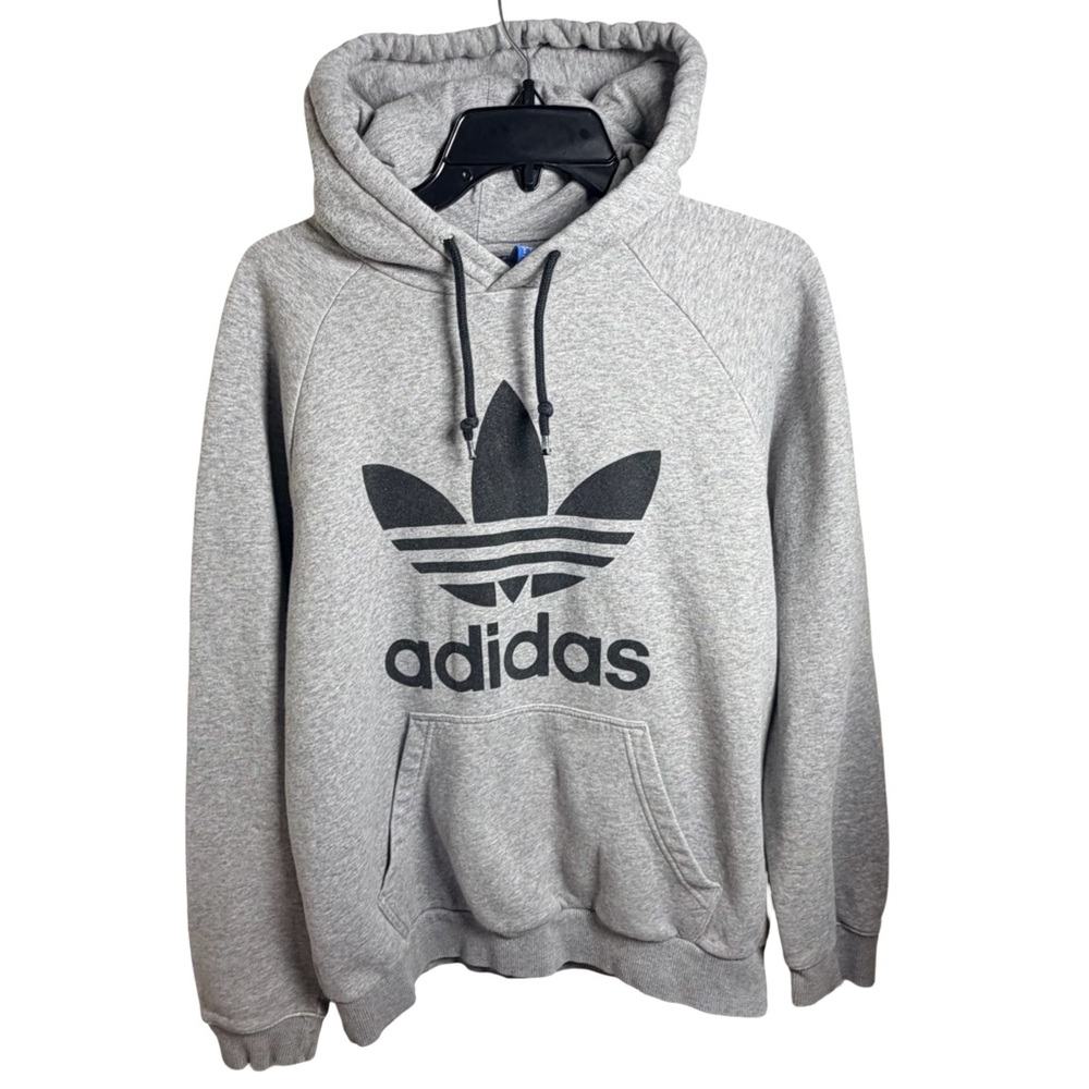 Adidas Gray Trefoil Logo Hoodie size medium-unisex - Picture 2 of 5